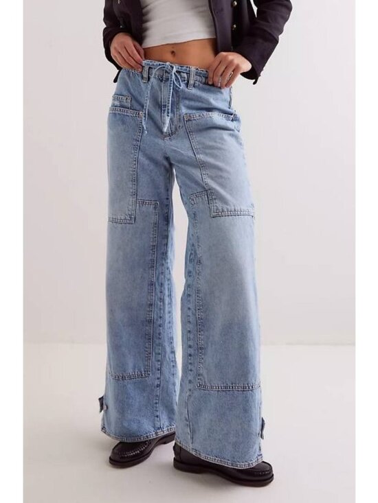 Free People Denim - FREE PEOPLE WE THE FREE DRIZZLE CRVY OUTLAW WIDE LEG JEANS SZ S
